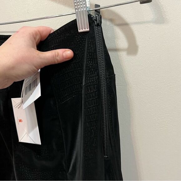 Good American High Waist Vegan Leather Black Croc Exec Pants Size Small 1 NWT - Picture 13 of 13